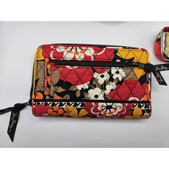 Vera Bradley Bittersweet Crossbody Bag, Wallet and Contact Case Set Orange Black - Picture 8 of 15